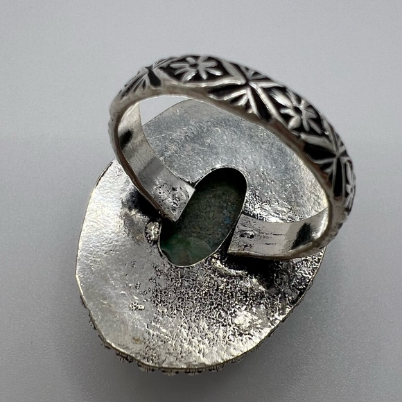 Chrysocolla Silver Plated Ring, Size 7 - Picture 4 of 4